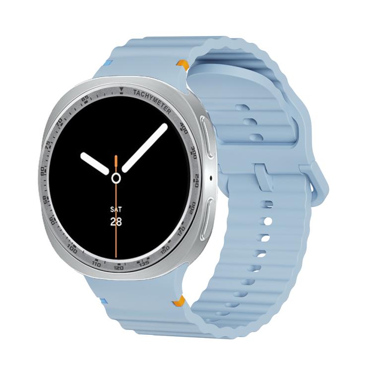 For Samsung Galaxy Watch8 44mm Speed Bezel and Wavy Grain Stitched Color Buckle Silicone Watch Band