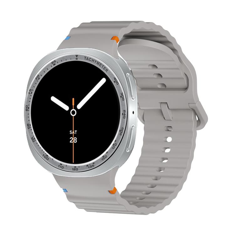 For Samsung Galaxy Watch8 44mm Speed Bezel and Wavy Grain Stitched Color Buckle Silicone Watch Band