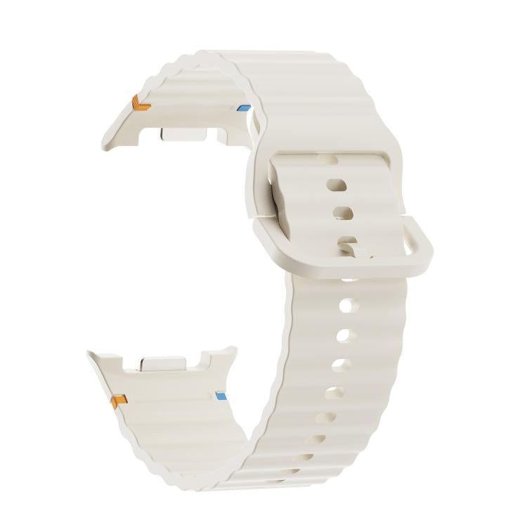 For Samsung Galaxy Watch8 44mm Speed Bezel and Wavy Grain Stitched Color Buckle Silicone Watch Band