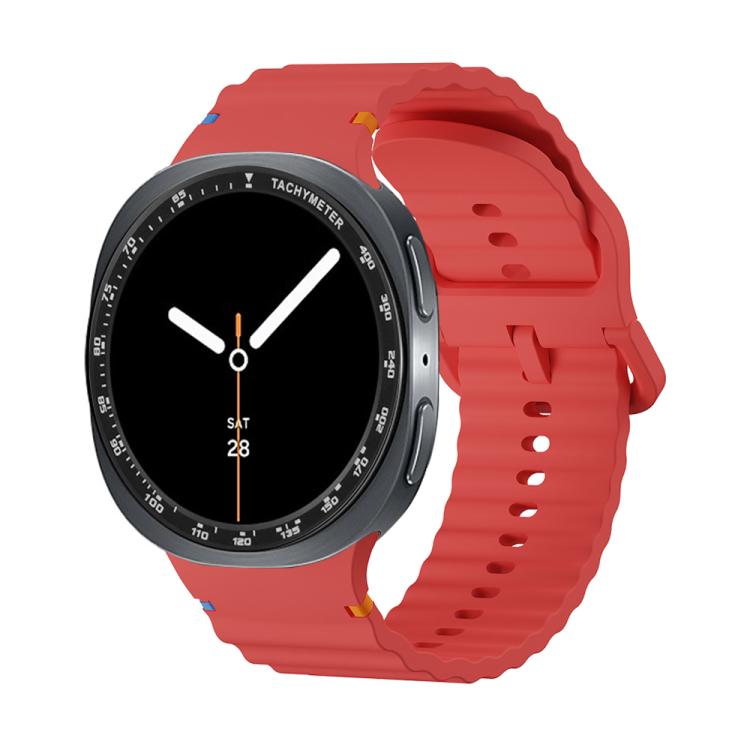 For Samsung Galaxy Watch8 44mm Speed Bezel and Wavy Grain Stitched Color Buckle Silicone Watch Band