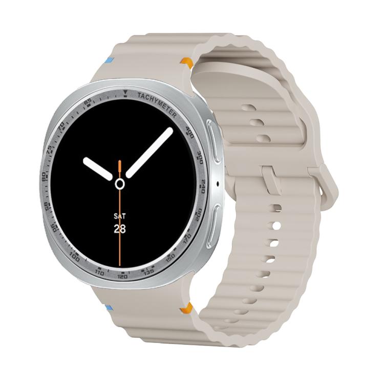 For Samsung Galaxy Watch8 40mm Speed Bezel and Wavy Grain Stitched Color Buckle Silicone Watch Band