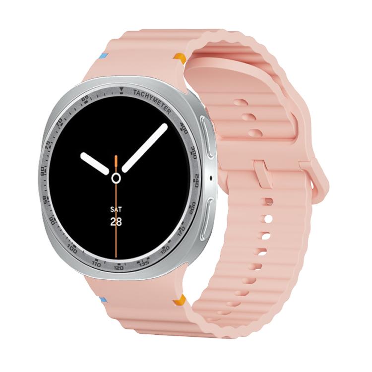 For Samsung Galaxy Watch8 40mm Speed Bezel and Wavy Grain Stitched Color Buckle Silicone Watch Band