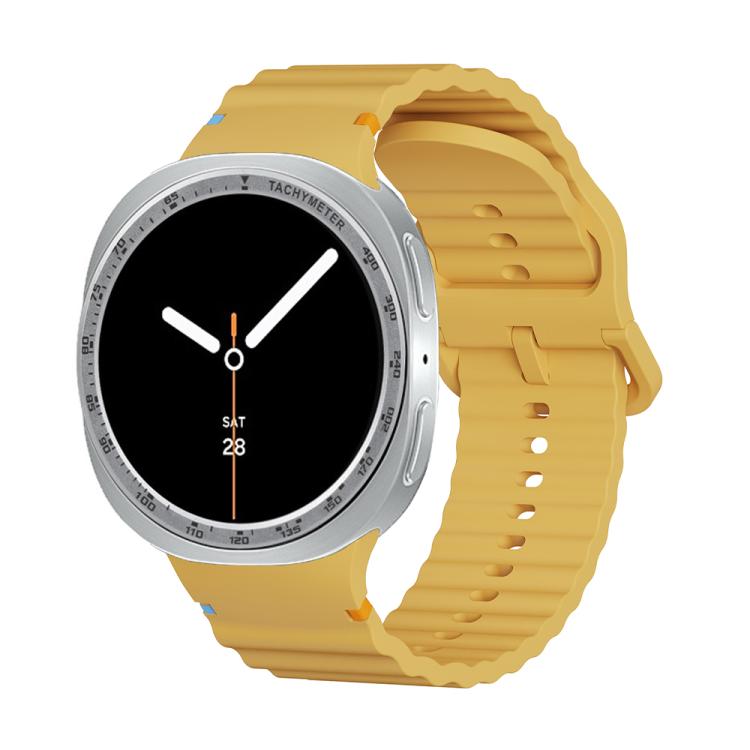 For Samsung Galaxy Watch8 40mm Speed Bezel and Wavy Grain Stitched Color Buckle Silicone Watch Band