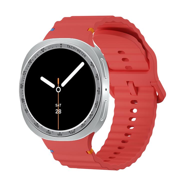 For Samsung Galaxy Watch8 40mm Speed Bezel and Wavy Grain Stitched Color Buckle Silicone Watch Band