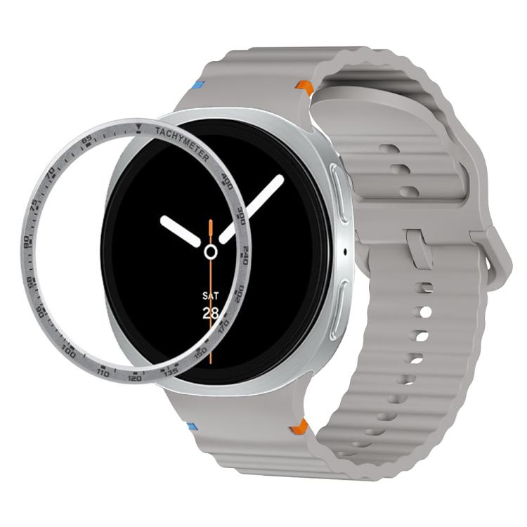 For Samsung Galaxy Watch8 40mm Speed Bezel and Wavy Grain Stitched Color Buckle Silicone Watch Band
