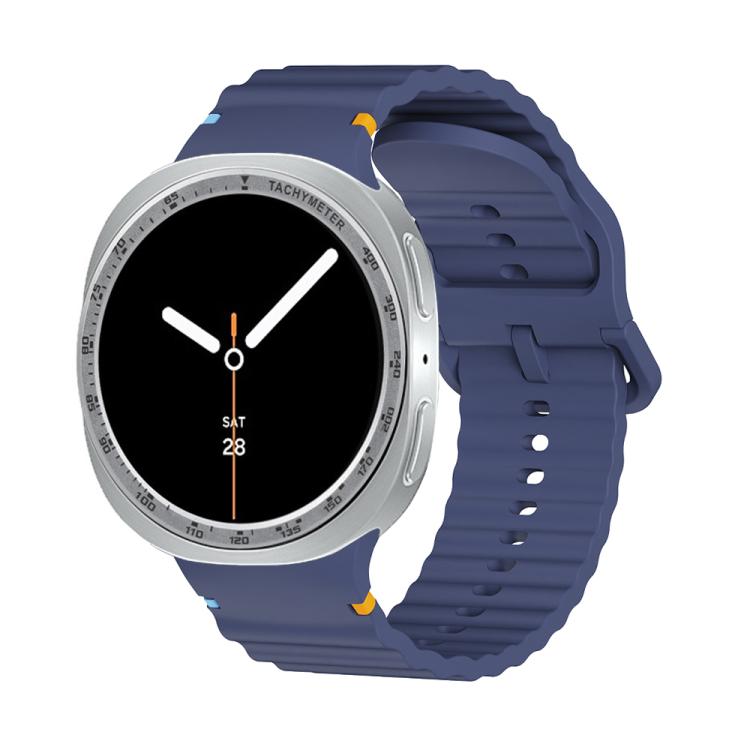 For Samsung Galaxy Watch8 40mm Speed Bezel and Wavy Grain Stitched Color Buckle Silicone Watch Band