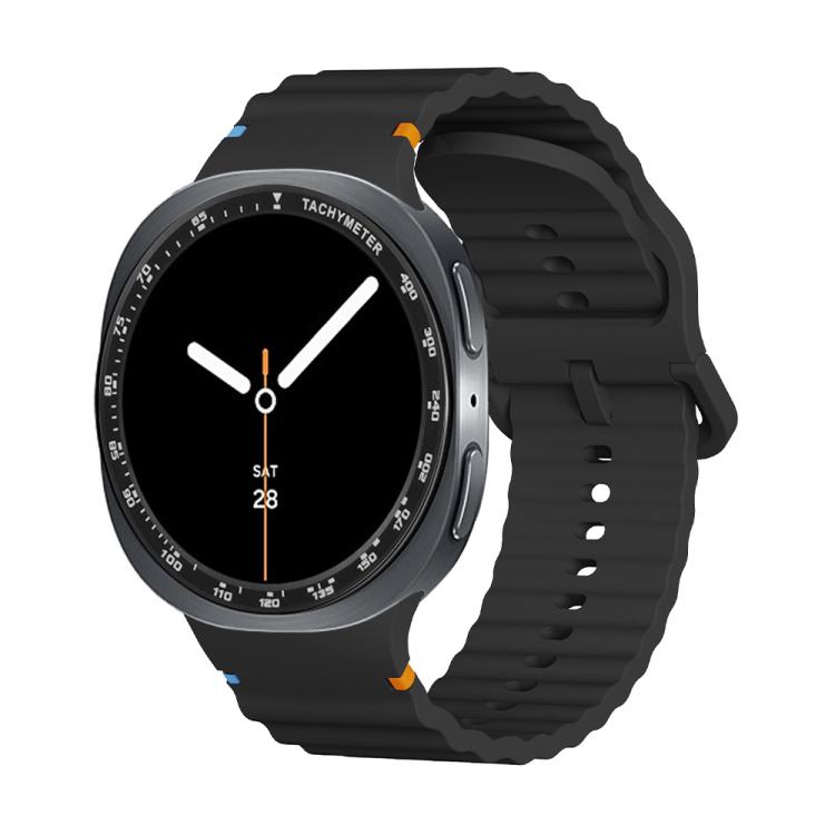 For Samsung Galaxy Watch8 40mm Speed Bezel and Wavy Grain Stitched Color Buckle Silicone Watch Band