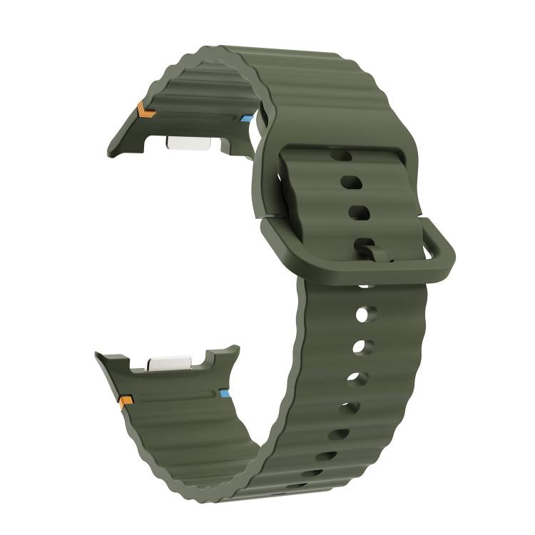 For Samsung Galaxy Watch8 40mm Speed Bezel and Wavy Grain Stitched Color Buckle Silicone Watch Band