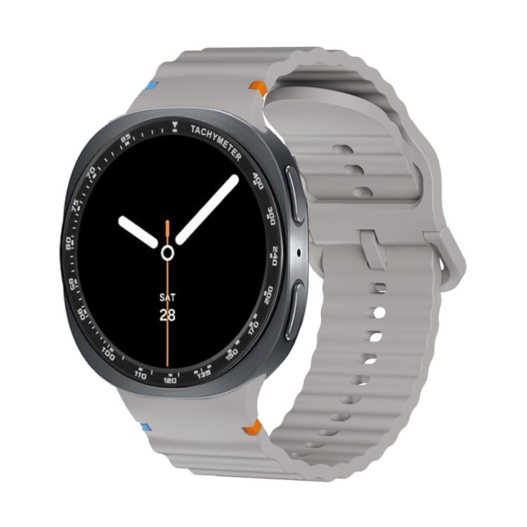 For Samsung Galaxy Watch8 40mm Speed Bezel and Wavy Grain Stitched Color Buckle Silicone Watch Band