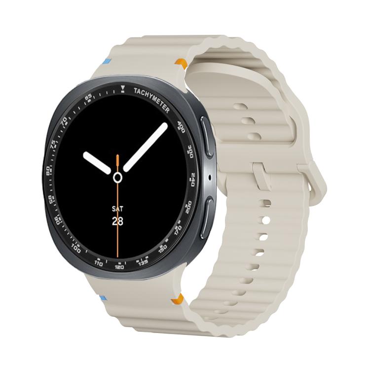 For Samsung Galaxy Watch8 40mm Speed Bezel and Wavy Grain Stitched Color Buckle Silicone Watch Band