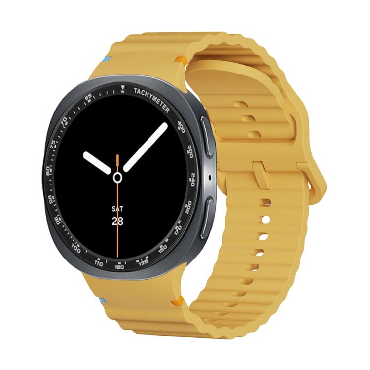 For Samsung Galaxy Watch8 40mm Speed Bezel and Wavy Grain Stitched Color Buckle Silicone Watch Band