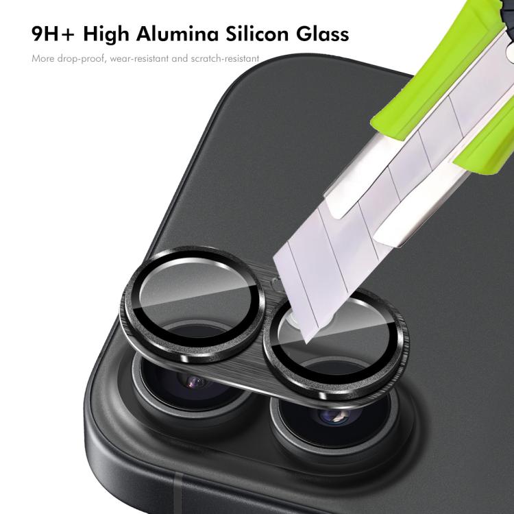 For iPhone 17 ENKAY Anti-reflection Camera Lens Brushed Aluminium Alloy Tempered Glass Film