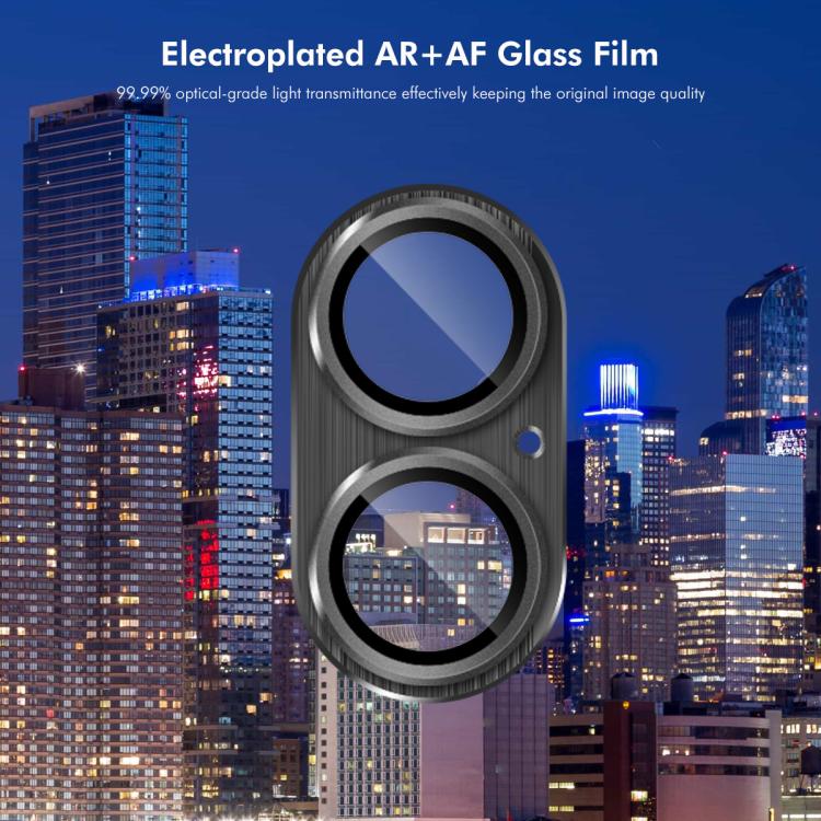 For iPhone 17 ENKAY Anti-reflection Camera Lens Brushed Aluminium Alloy Tempered Glass Film