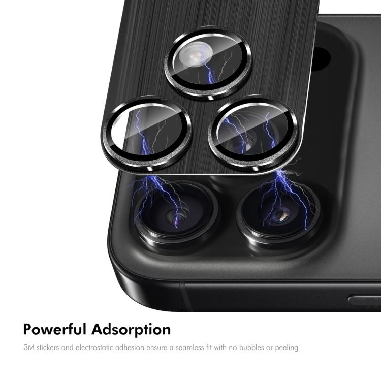 For iPhone 17 Pro Max ENKAY Anti-reflection Camera Lens Brushed Aluminium Alloy Tempered Glass Film
