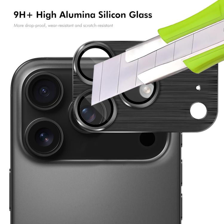 For iPhone 17 Pro ENKAY Anti-reflection Camera Lens Brushed Aluminium Alloy Tempered Glass Film