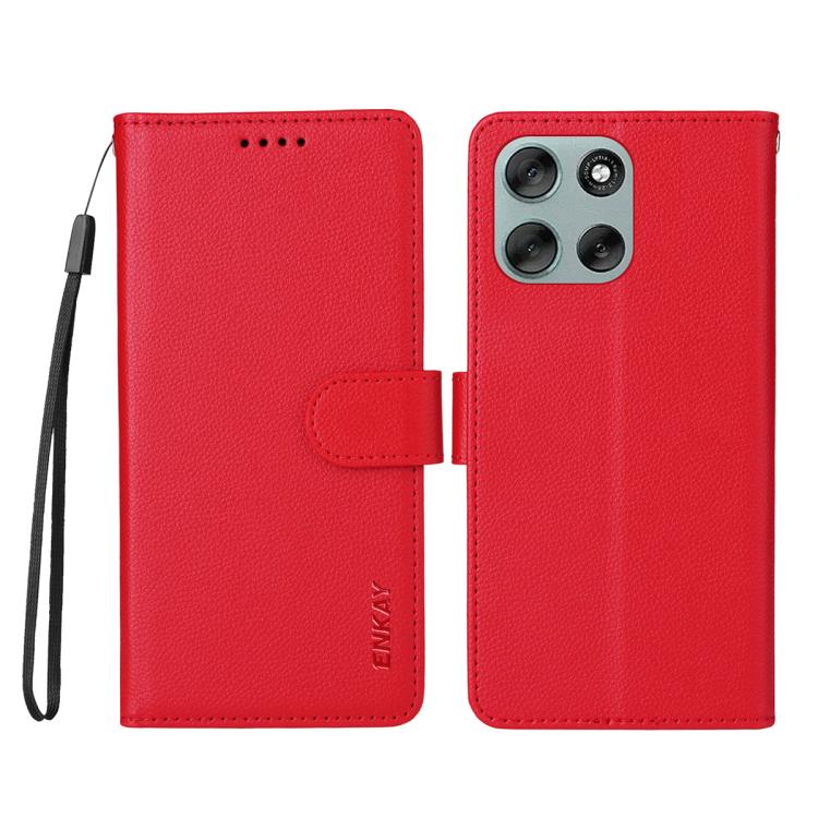 For Motorola Moto G86 / G86 Power ENKAY RFID Blocking Wallet Kickstand Litchi Texture Leather Phone Case