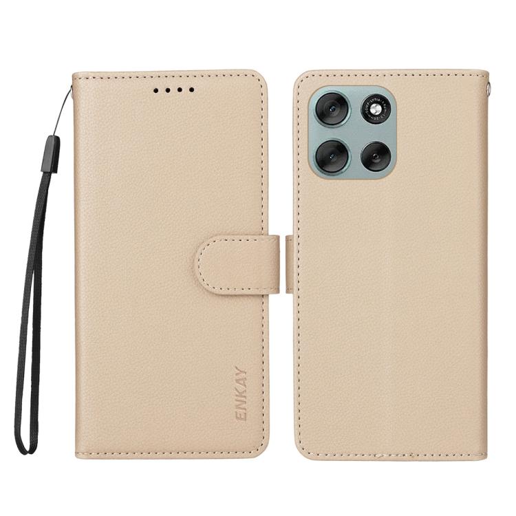 For Motorola Moto G86 / G86 Power ENKAY RFID Blocking Wallet Kickstand Litchi Texture Leather Phone Case