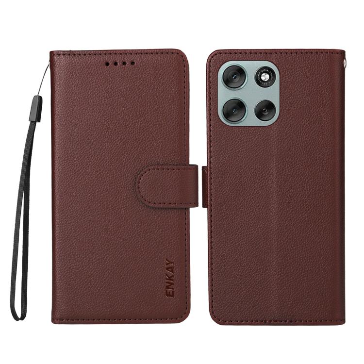 For Motorola Moto G86 / G86 Power ENKAY RFID Blocking Wallet Kickstand Litchi Texture Leather Phone Case