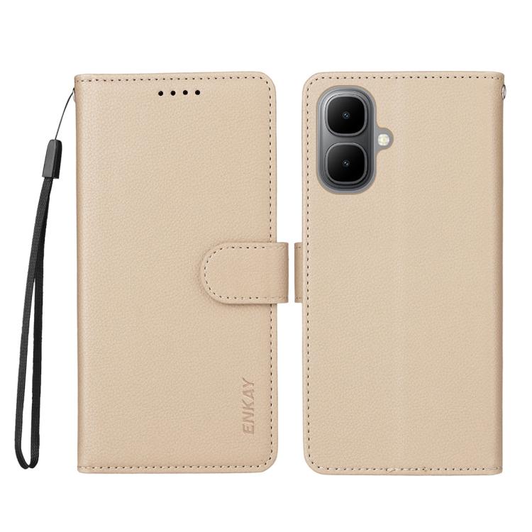 For Infinix Smart 10 4G ENKAY RFID Blocking Wallet Kickstand Litchi Texture Leather Phone Case