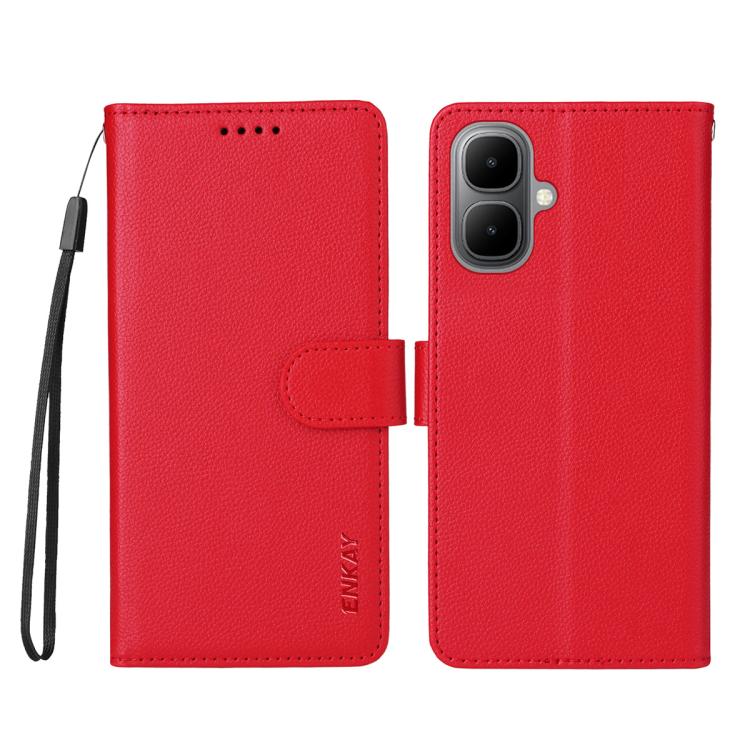 For Tecno Pop 10 / Spark go 2 ENKAY RFID Blocking Wallet Kickstand Litchi Texture Leather Phone Case