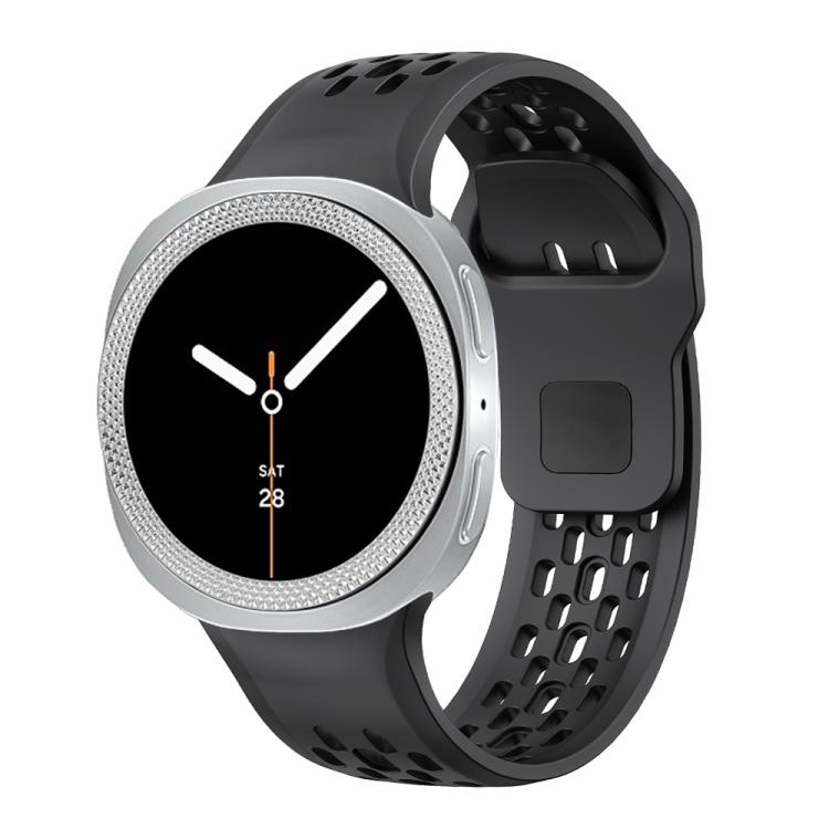For Samsung Galaxy Watch8 40mm Rhombic Texture Bezel and Black Reverse Buckle Silicone Watch Band