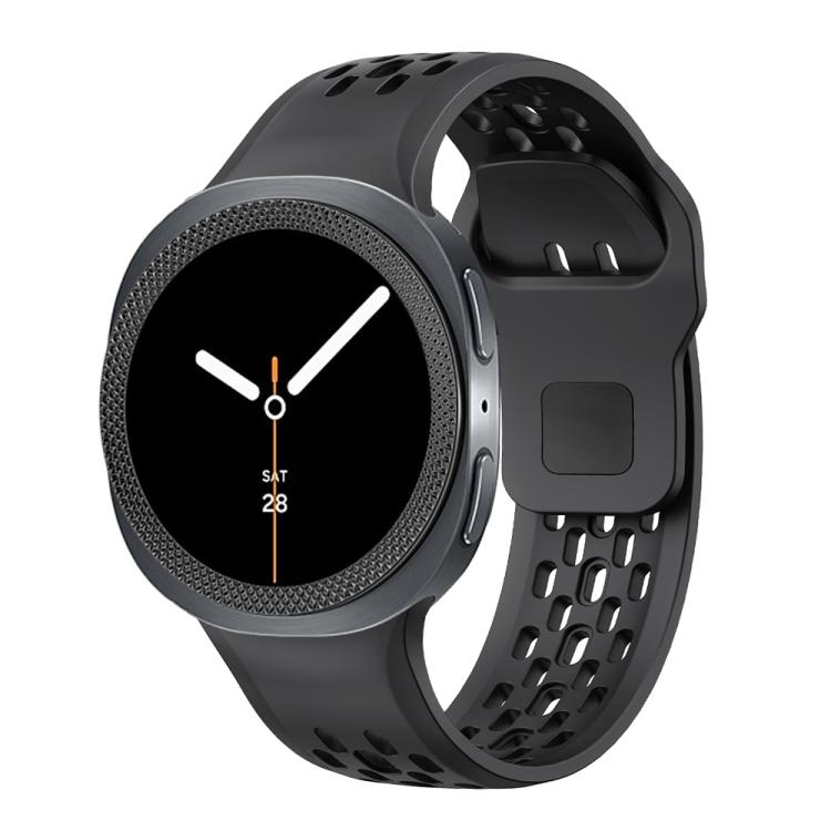 For Samsung Galaxy Watch8 40mm Rhombic Texture Bezel and Black Reverse Buckle Silicone Watch Band