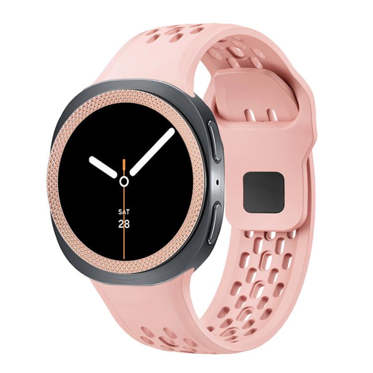 For Samsung Galaxy Watch8 40mm Rhombic Texture Bezel and Black Reverse Buckle Silicone Watch Band