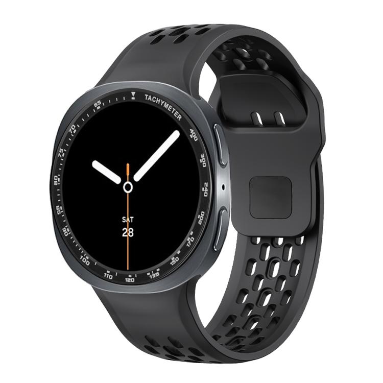 For Samsung Galaxy Watch8 44mm Speed Bezel and Black Reverse Buckle Silicone Watch Band