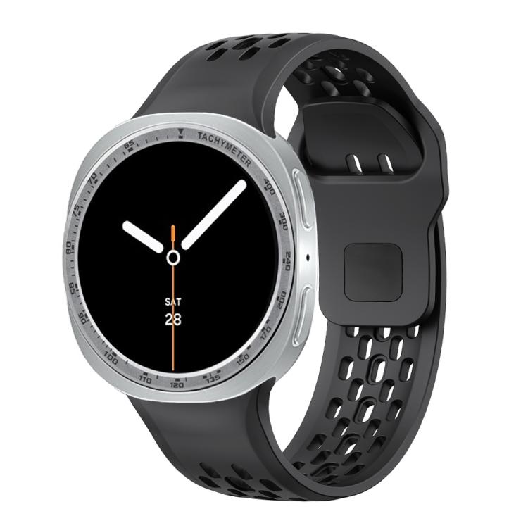 For Samsung Galaxy Watch8 40mm Speed Bezel and Black Reverse Buckle Silicone Watch Band