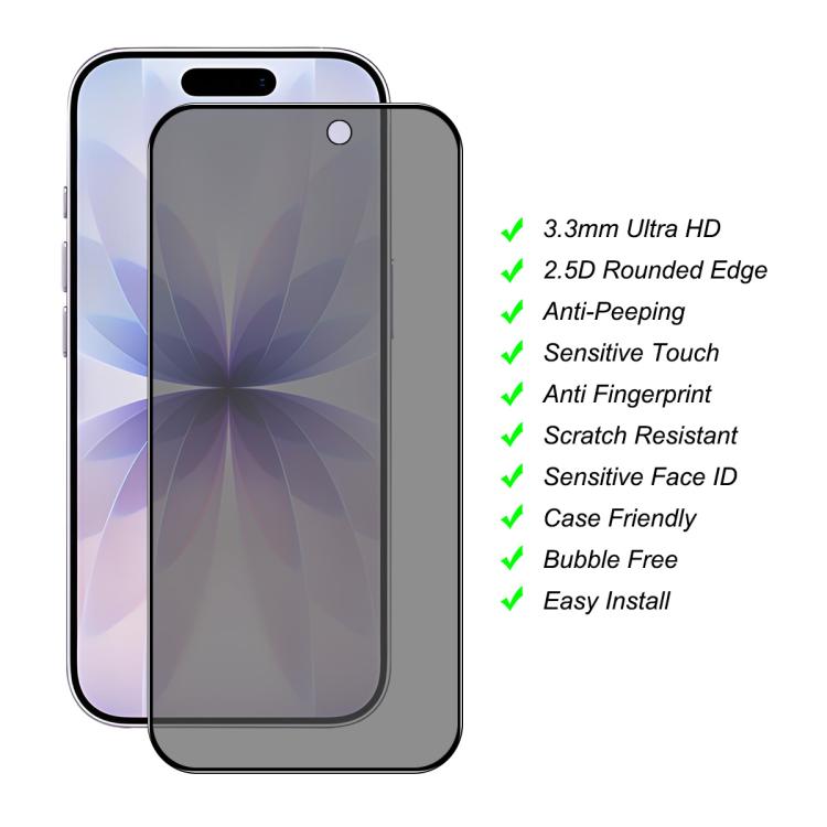 For iPhone 17 Pro Max JUNSUNMAY 25pcs Silk Print Full Coverage Privacy Tempered Glass Film
