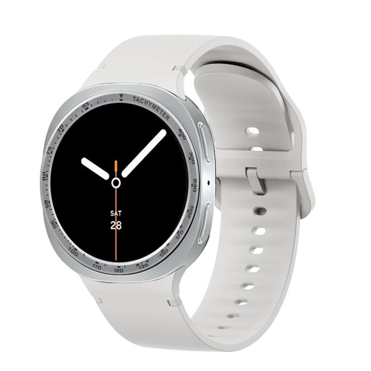 For Samsung Galaxy Watch8 44mm Speed Bezel and Solid Color Stitched Silicone Watch Band