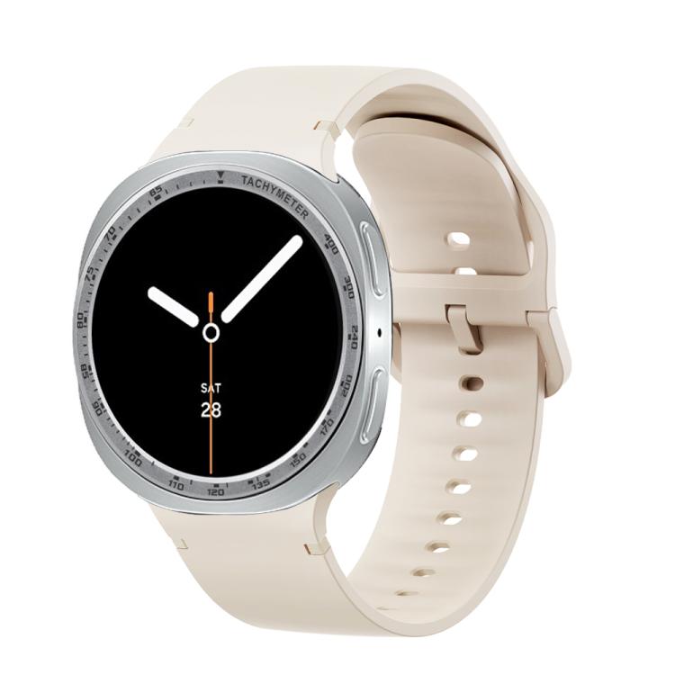 For Samsung Galaxy Watch8 44mm Speed Bezel and Solid Color Stitched Silicone Watch Band