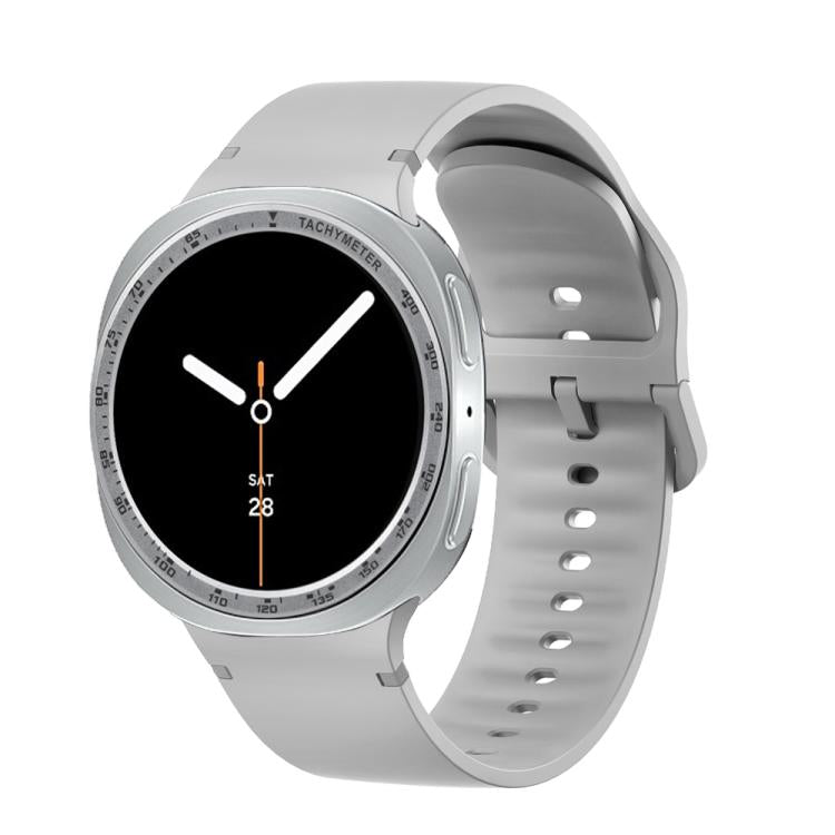 For Samsung Galaxy Watch8 44mm Speed Bezel and Solid Color Stitched Silicone Watch Band