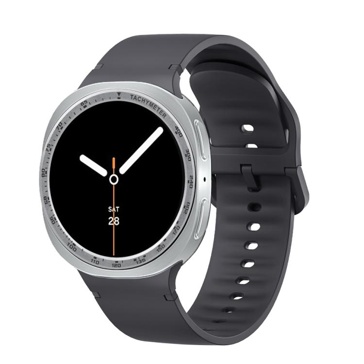 For Samsung Galaxy Watch8 40mm Speed Bezel and Solid Color Stitched Silicone Watch Band