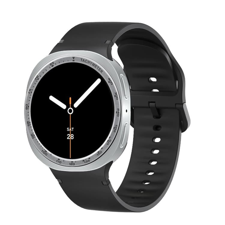 For Samsung Galaxy Watch8 40mm Speed Bezel and Solid Color Stitched Silicone Watch Band