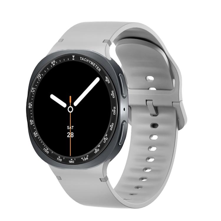 For Samsung Galaxy Watch8 40mm Speed Bezel and Solid Color Stitched Silicone Watch Band