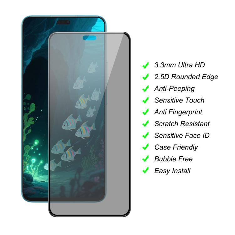 For Honor 400 Lite Global JUNSUNMAY 25pcs Silk Print Full Coverage Privacy Tempered Glass Film