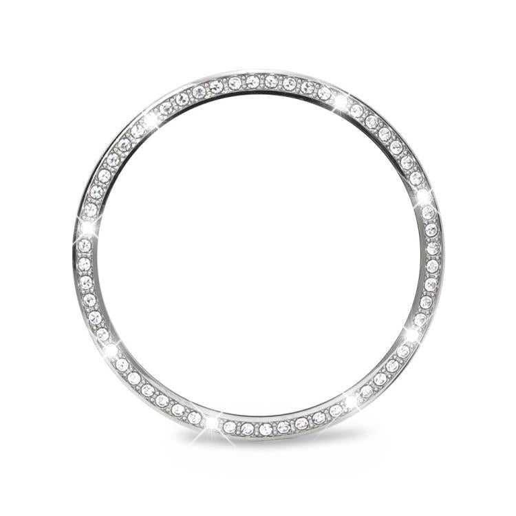 For Samsung Galaxy Watch8 40mm Diamond Bezel and Solid Color Stitched Silicone Watch Band
