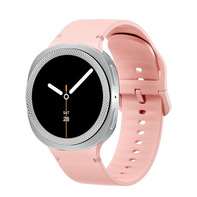 For Samsung Galaxy Watch8 44mm Rhombic Texture Bezel and Solid Color Stitched Silicone Watch Band