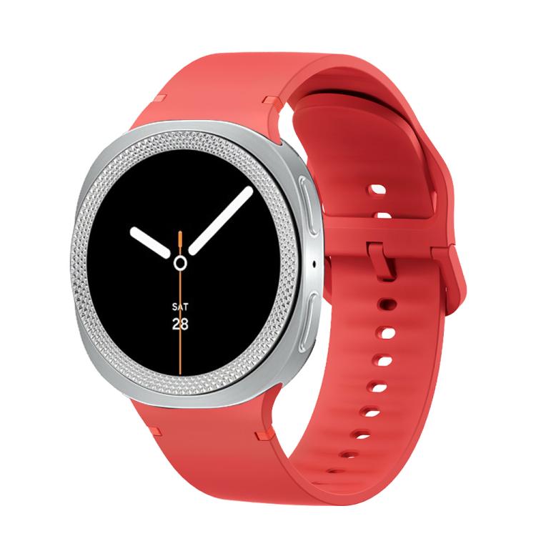 For Samsung Galaxy Watch8 44mm Rhombic Texture Bezel and Solid Color Stitched Silicone Watch Band
