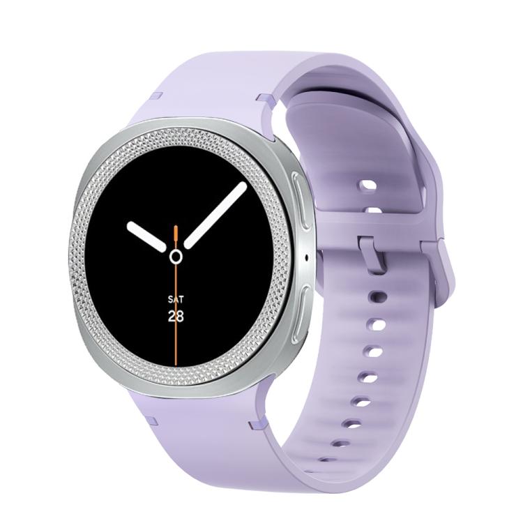 For Samsung Galaxy Watch8 44mm Rhombic Texture Bezel and Solid Color Stitched Silicone Watch Band