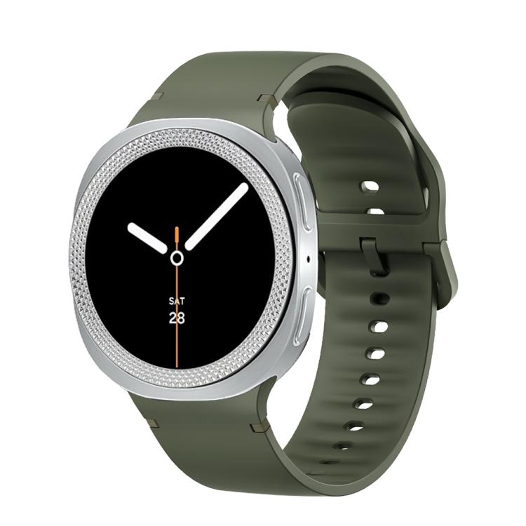 For Samsung Galaxy Watch8 44mm Rhombic Texture Bezel and Solid Color Stitched Silicone Watch Band