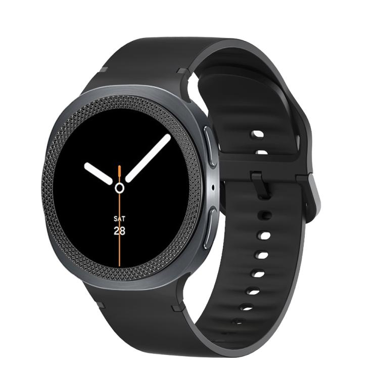 For Samsung Galaxy Watch8 44mm Rhombic Texture Bezel and Solid Color Stitched Silicone Watch Band