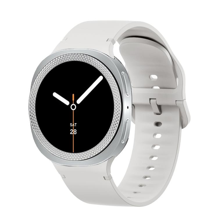For Samsung Galaxy Watch8 40mm Rhombic Texture Bezel and Solid Color Stitched Silicone Watch Band