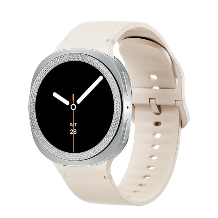 For Samsung Galaxy Watch8 40mm Rhombic Texture Bezel and Solid Color Stitched Silicone Watch Band