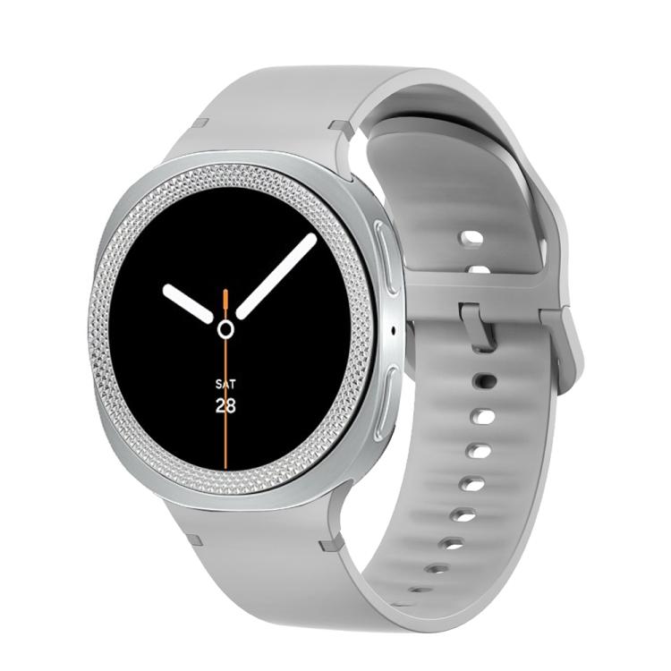 For Samsung Galaxy Watch8 40mm Rhombic Texture Bezel and Solid Color Stitched Silicone Watch Band