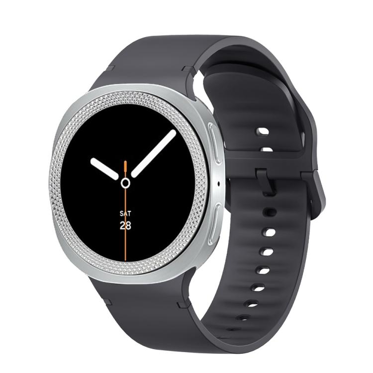 For Samsung Galaxy Watch8 40mm Rhombic Texture Bezel and Solid Color Stitched Silicone Watch Band