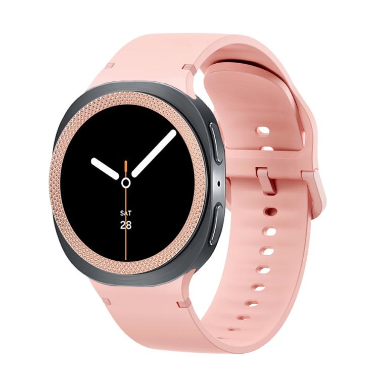 For Samsung Galaxy Watch8 40mm Rhombic Texture Bezel and Solid Color Stitched Silicone Watch Band