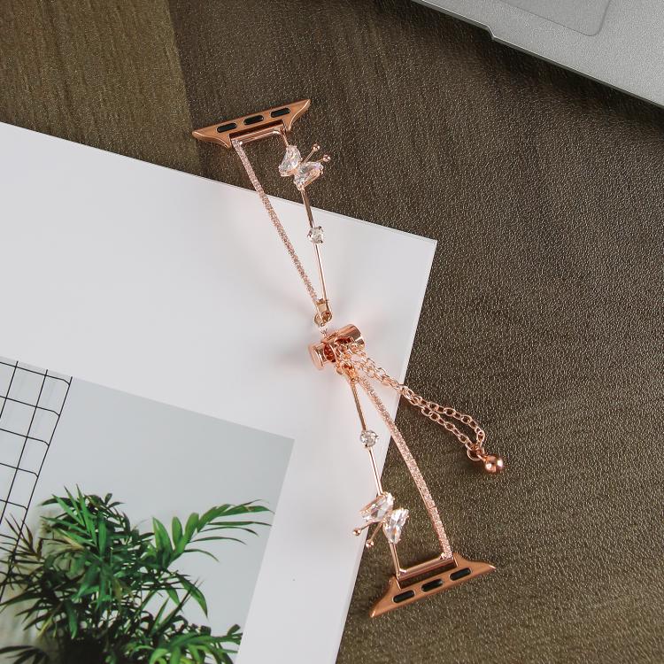 For Apple Watch 46mm / 49mm / 45mm / 44mm Copper-Inlaid Butterfly Zircon Bracelet Watch Band