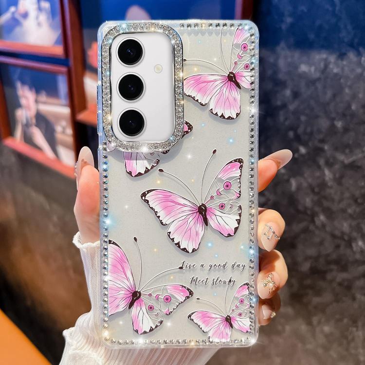 For Samsung Galaxy S24 5G Diamond Glitter Butterfly Pattern Shockproof Phone Case
